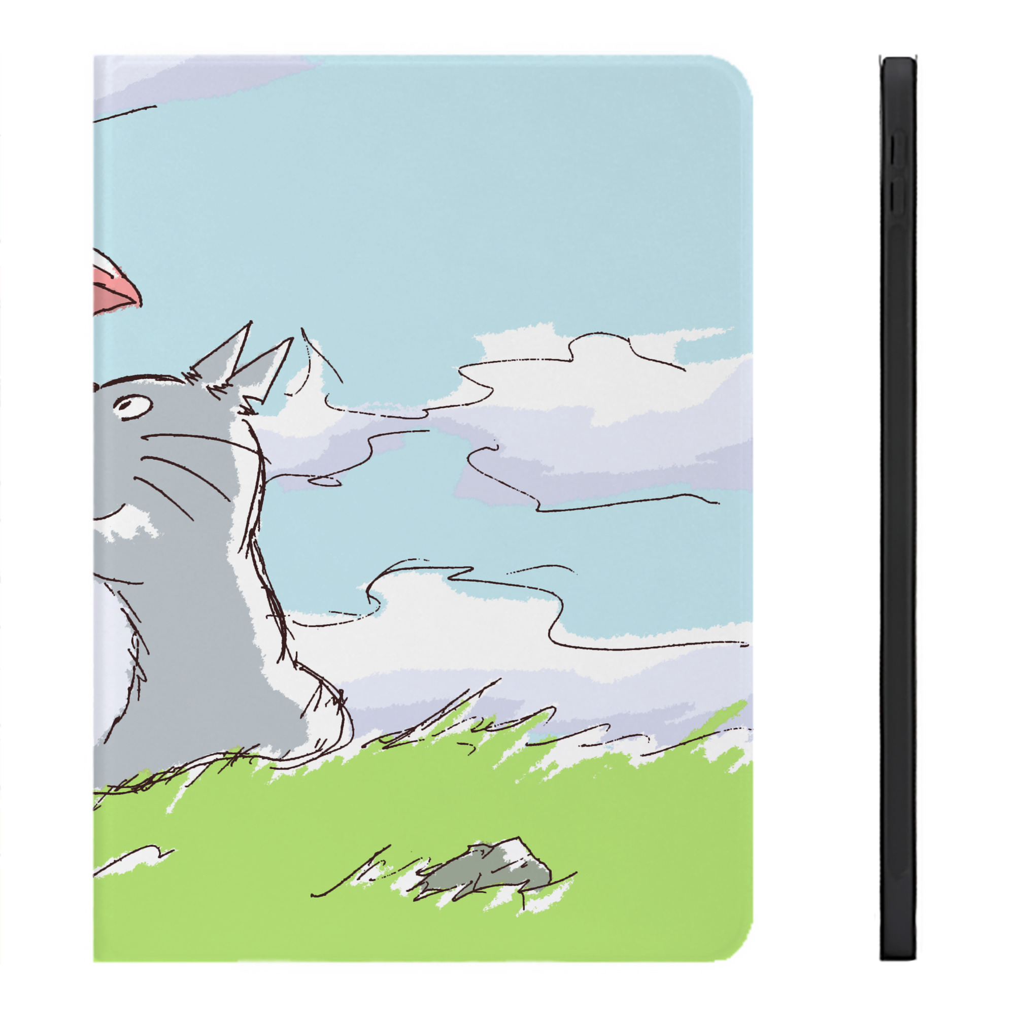 （画像用） となりのトトロ 草壁メイ 草壁サツキ My Neighbor Totoro Satsuki Kusakabe Mei Kusakabe IPadケース ペンホルダー付き ブックスタイルデザイン